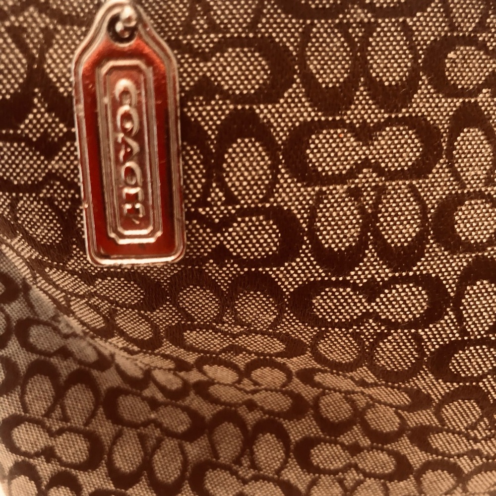 Vintage Coach Brown Signature Canvas Demi Shoulder Bag with Leather Trim - Picture 11 of 13